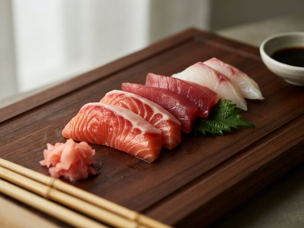 różne gatunki ryb do sushi
