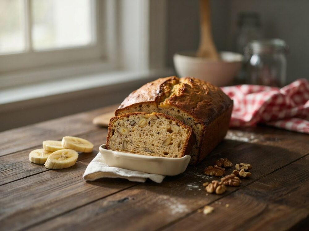 składniki na chlebek bananowy