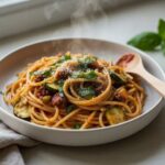 spaghetti bolognese na talerzu  