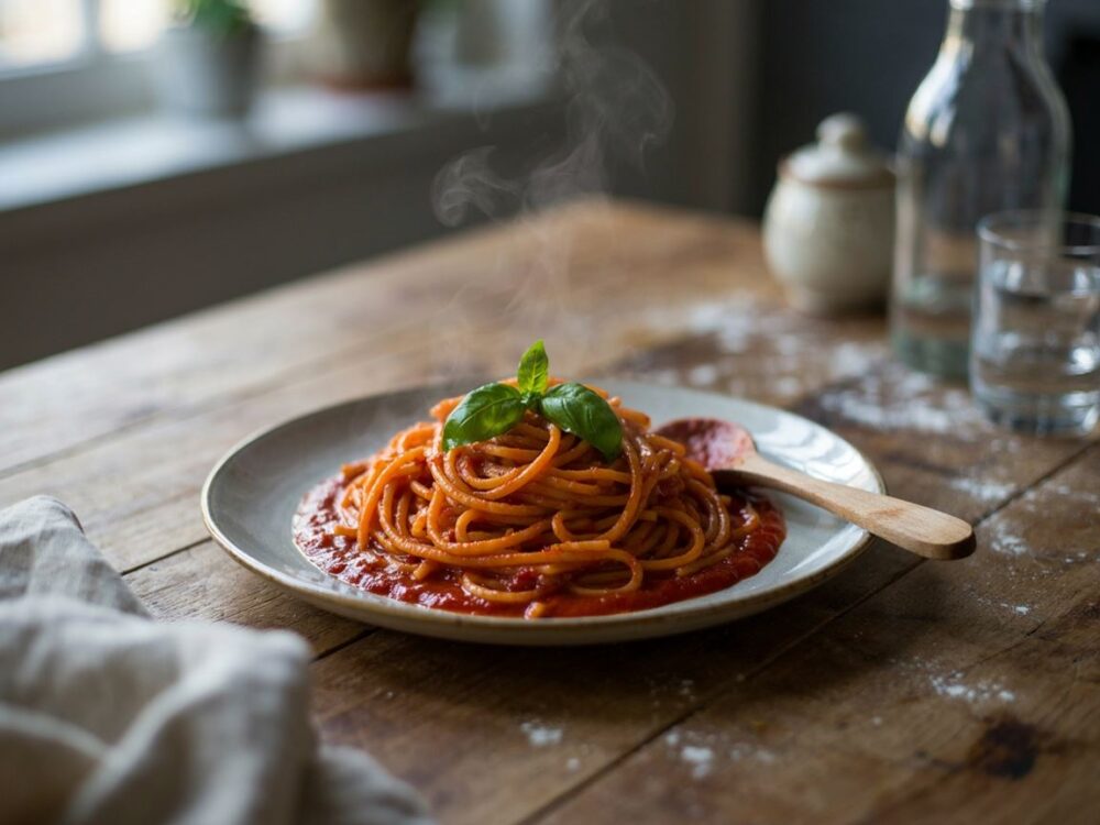 spaghetti na talerzu