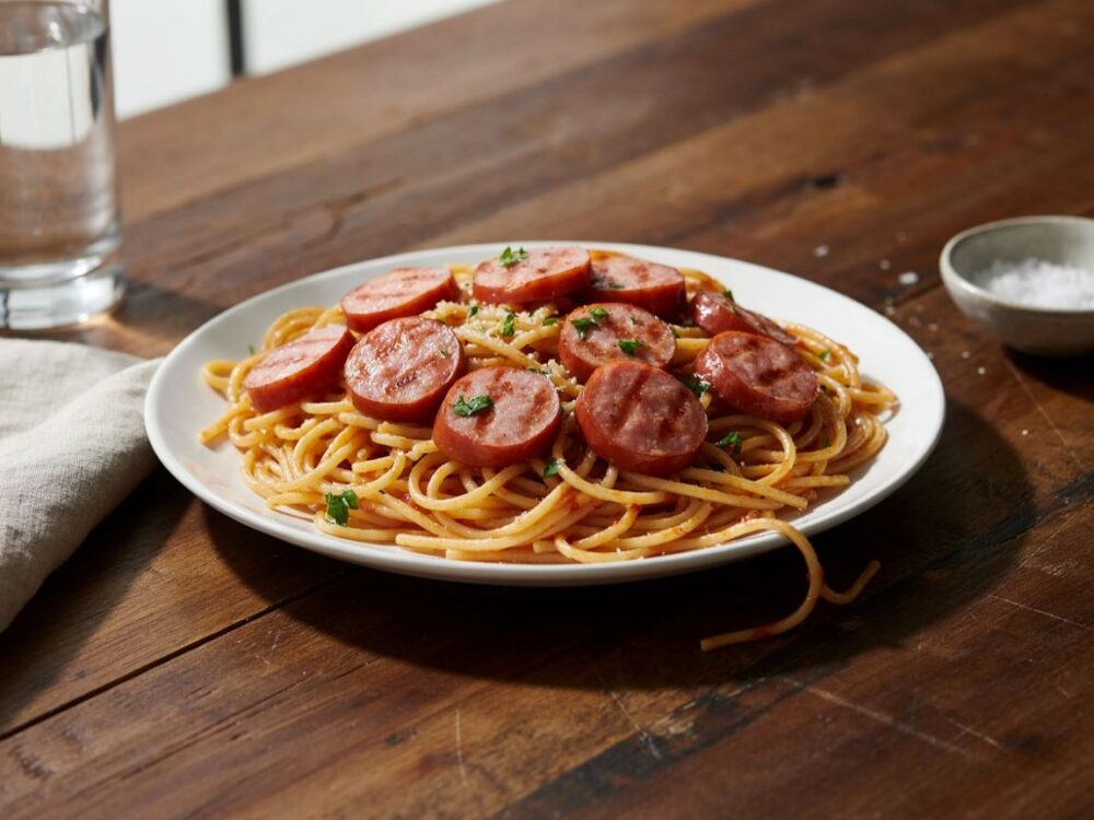 spaghetti z sosem pomidorowym
